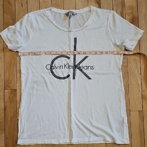 Calvin Klein White Tee with Black & Gray Logo